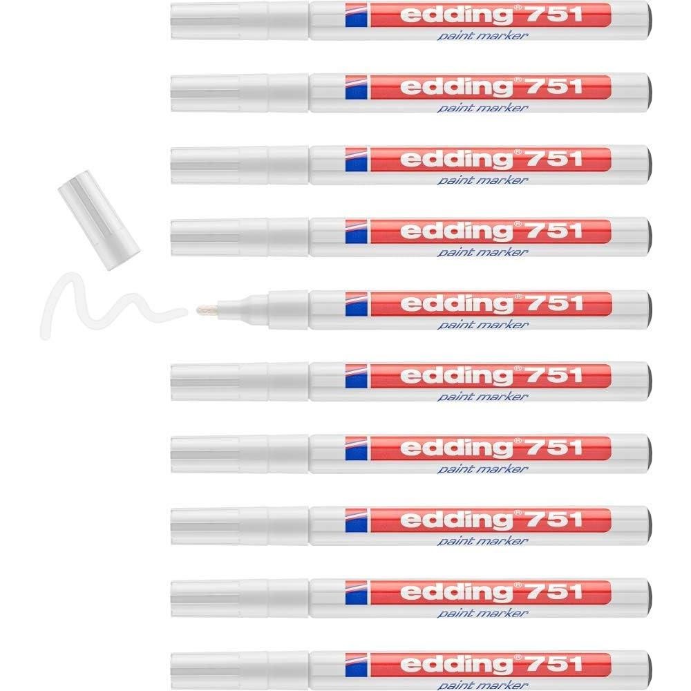 edding 751 Marqueur Peinture Blanc 1-2mm Feutre Permanent Lot de 10 Pièces