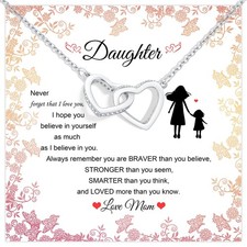 Daughter Necklace Gift from Dad Mom - 925 Sterling Silver Love Heart Pendant ...