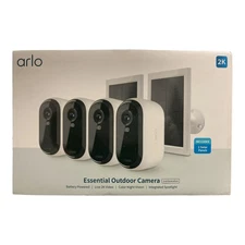 Arlo 2K Essential Outdoor Camera 2nd Gen, 4 Cameras and 2 Solar Panels, White