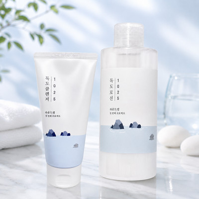 ROUND LAB 1025 Dokdo Lotion 200ml + Gesichtsreiniger 150ml K-Beauty Set
