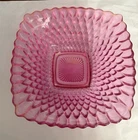 Vintage Anchor Hocking Cranberry Pink Candy Dish; Square Shape