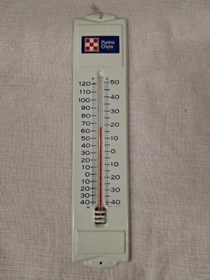 Purina Chow Thermometer White Enamel Metal (B) 12.5''