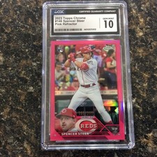 2023 Topps Chrome Pink Refractor 199/399 Spencer Steer #146 CGC 10 Gem Mint RC