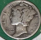 1942 P Mercury Dime 90% SILVER **FREE SHIPPING**