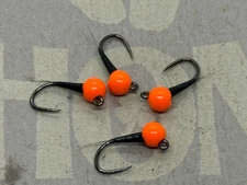 4ea. Simple Black Hot Head jigged perdigons size #14. Great Euro Nymph.