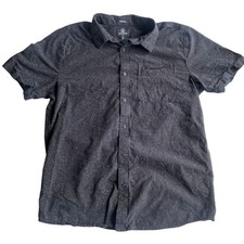 Volcom Men's Collared Short Sleeve Button Up Shirt Black  White Extra Large XL