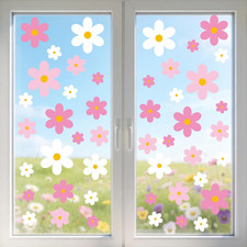 108 Pcs Daisy Window Clings - Pink  White Flower Double-Sided Glass Stickers...