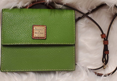 Dooney & Bourke Gingy Small Square Pebbled Crossbody, Brown Strap, Zip Snap