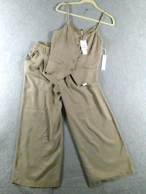 Young Fabulous & Broke Resort Set Womens M Beige Tank Wide Leg Pants Lyocell NWT