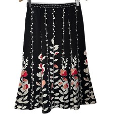 Vintage Women s Talbots Silk Floral Black Midi Skirt Fairy Whimsigoth Y2K Size 6