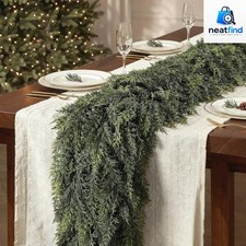 2PCS 6FT Christmas Cedar Garland, Real Touch Soft Greenery Mantel Decor