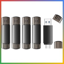 64GB USB C Flash Drive Dual USB 3.0 Thumb Drive Type C OTG Phone 5 Pack Black