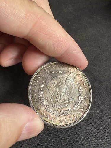 1886 Morgan Silver Dollar Beautiful Color Toning Green And Bronze Gorgeous Coin