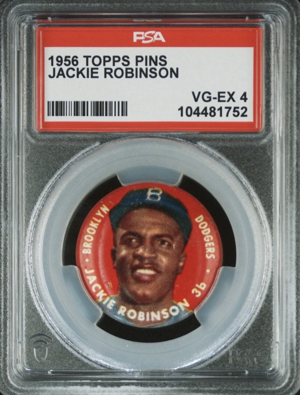 1956 Topps Pins Jackie Robinson Brooklyn Dodgers Original Vintage PSA VG-EX 4