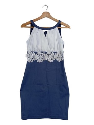 DEFILE LUX Cocktailkleid Damen Kleid Gr. DE 32 blau-weiß Elegant