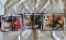 Ty Teenie Beanie Babies McDonald's Collectible Dinosaur Set-Rex, Bronty, Steg