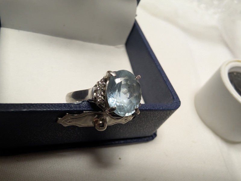 Platinum Diamond Aqua Marine Ring $ 4900