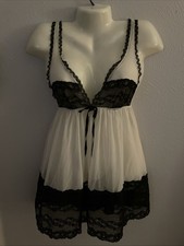 Victorias Secret L Milkmaid Babydoll NIGHTIE CHIFFON SWING Lingerie Victoria  s