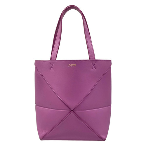 Loewe Puzzle Fold Purple Leather Handbag Used
