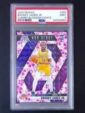 2024-25 Panini Mosaic Bronny James Jr. #262 Rookie Debut Plum Blossom /20 PSA 9