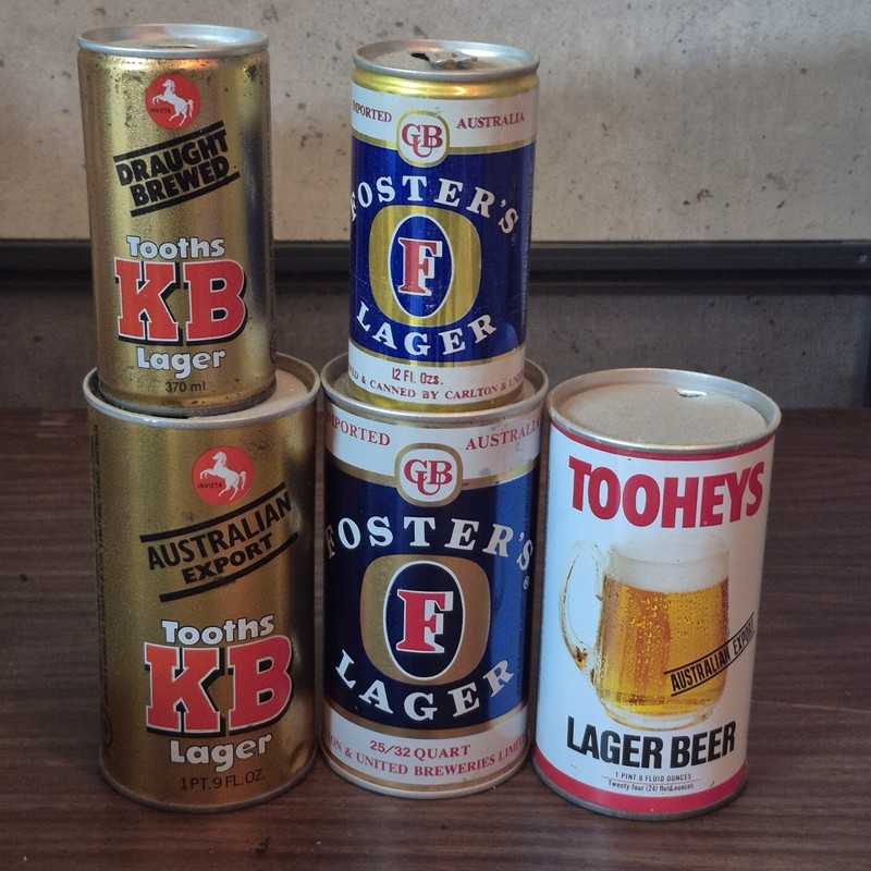 Vintage Collectible Wide Seam Steel Beer Can Lot Empty Australian Beer Plus Xtra
