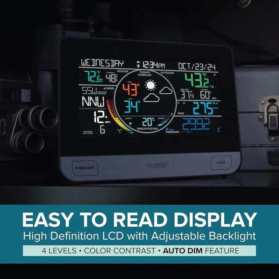 328-69357-INT Wi-Fi Professional Weather Station, Black - Image 3 of 4