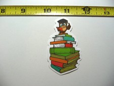 OWL QUOTING BOOK SMALL STICKER DECAL READING NOVEL LIBRARY STORY FUNNY