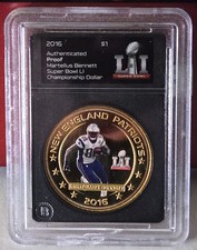 Martellus Bennett Authenticated Proof Super Bowl 50 Championship Dollar Coin $1