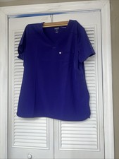 Scrubstar Womens Purple Short Sleeve Scrub Top Size X Large Pocketed
