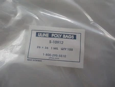 ULine Poly Bags - S-10912 - 26" x 36" 1 Mil - 100 Count  - New