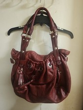 B. Makowsky Burgundy Shoulder Bag with Drawst...