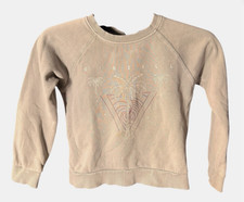 O Neill Women s Medium Beige Palm Tree Graphic Crewneck Sweatshirt Surf Beach