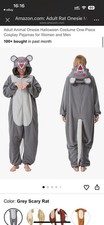 Grey Scary Rat One Piece Halloween Costume Unisex XL