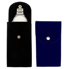 2 Pcs Velvet Watch Pouch, Portable Watch Travel Case, Black/Blue