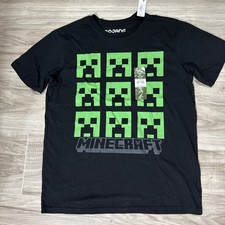 Image of Mojang Minecraft Boy's Creeper Faces Graphic Print T-Shirt - NWT