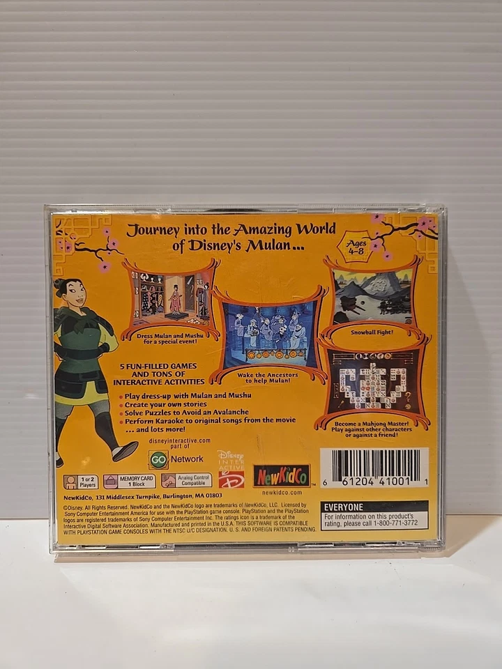 Disney's Story Studio Mulan Sony PS1 Videojuego PlayStation 1999 CIB Completo Foto 2 de 4