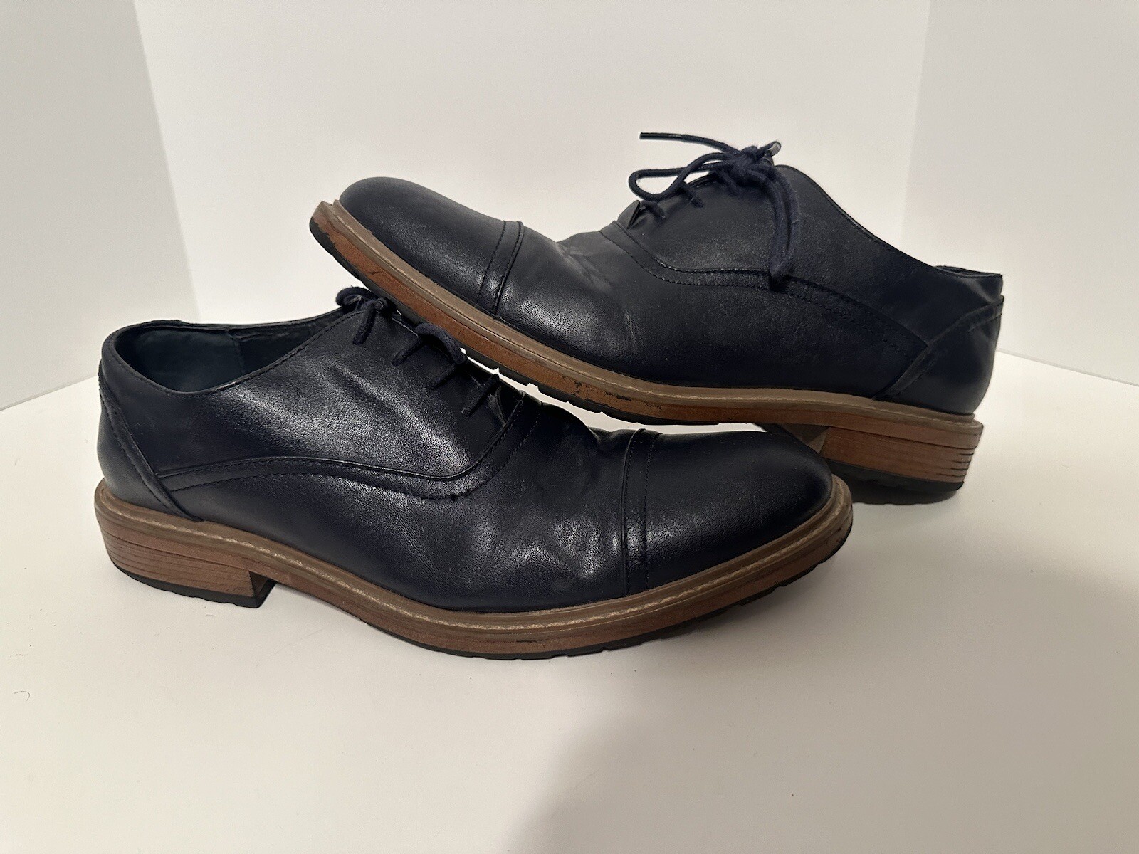 SAOLA Scarpe eleganti Oxford blu navy Perry Ellis con cravatta da uomo taglia 9 5