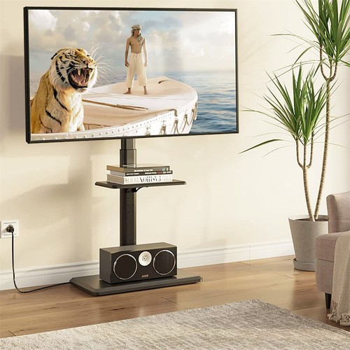Swivel Universal Floor TV Stand 32-65in TV Entertainment Stand w/ Media Storage - Picture 2 of 13