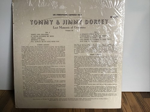 TOMMY & JIMMY DORSEY LAST MOMENTS OF GREATNESS VOL 3 (LP) - Picture 2 of 6