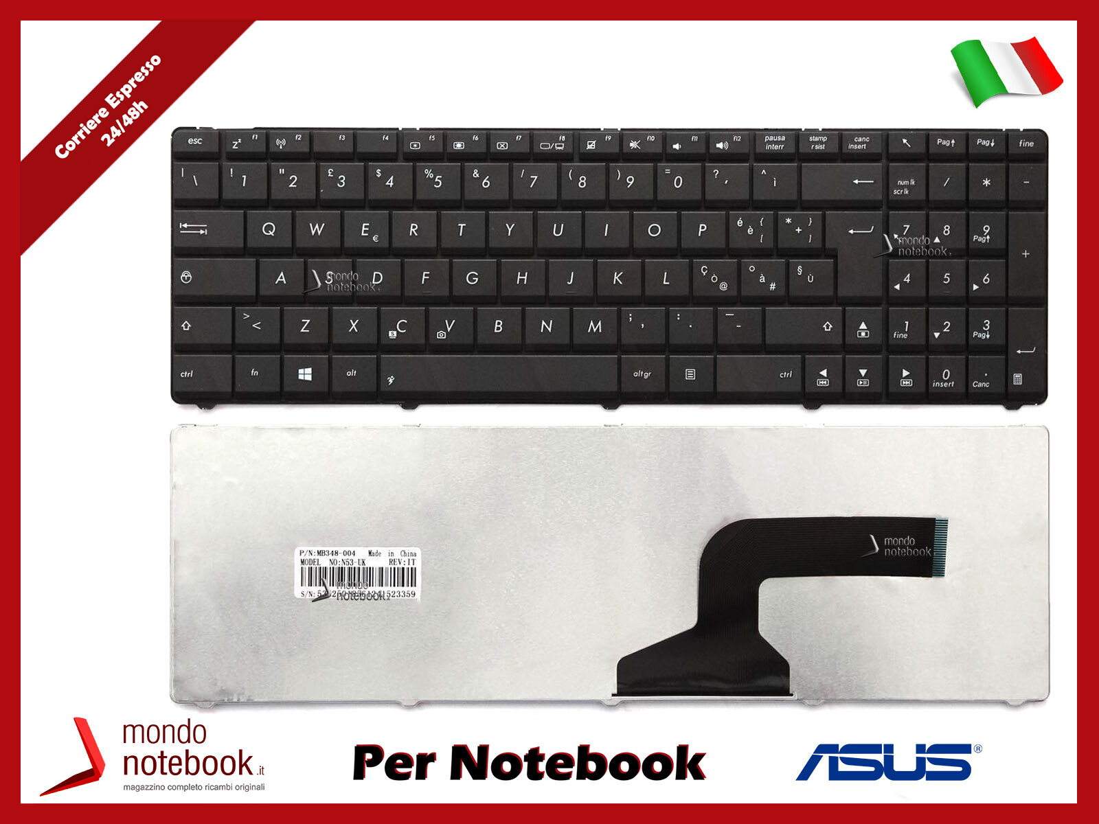 Tastiera ASUS ITALIANA F55A F55C F55VD X7BJ X55U X55VD X55A X55 X55C N53 NERA