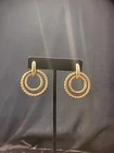 Vintage Womens Gold Tone Double Hoop Pierced Earrings Rope Jewelry Costume
