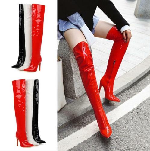 Sexy Women Overknee High Thigh Zip Boots Pointed Toe Stilettos Heel T Show 34-48 - Picture 1 of 15