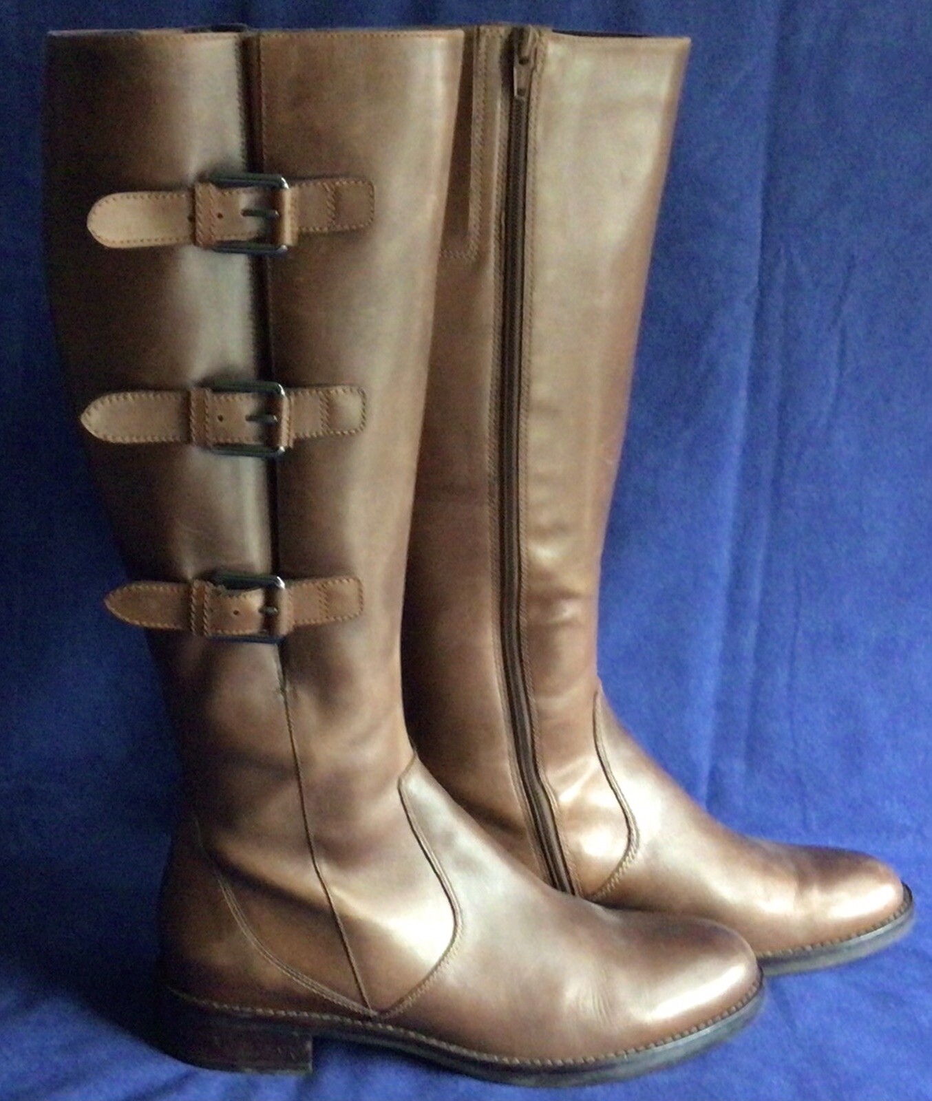 Brown Leather ECCO Hobart Tall Riding Boots Sz 40 / 9… Gem