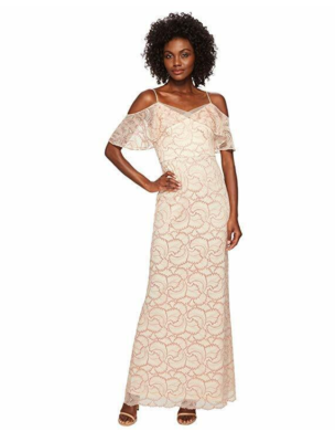 rose gold cold shoulder dress Beaded Cold Shoulder Slit Gown by GLS Gloria GL3543