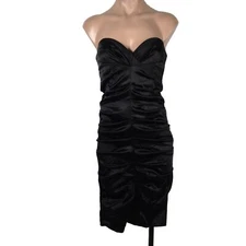 Nicole Miller Collection Ruched Fitted Sexy Black LBD Dress Cocktail Party Sz 4