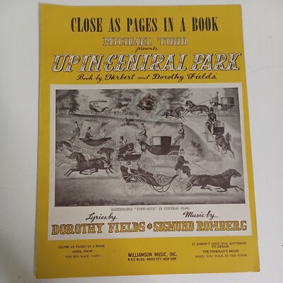 Vintage Sheet Music-1944-Close As Pages In A Book-Up In Central Park Todd Fields