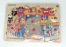 Small World Toys NOAH'S ARK Wook Peg Puzzle 12 Pieces Vintage 1997 #2706