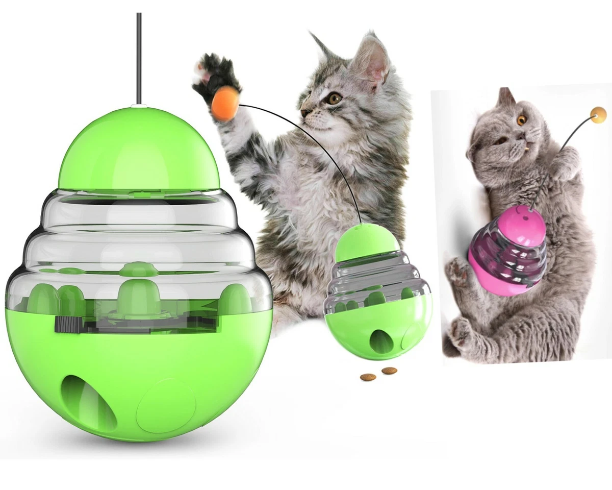 Cat Slow Feeder Ball Cat Tumbler with 2 Retractable Adjustable Cat Puzzle  Feeder