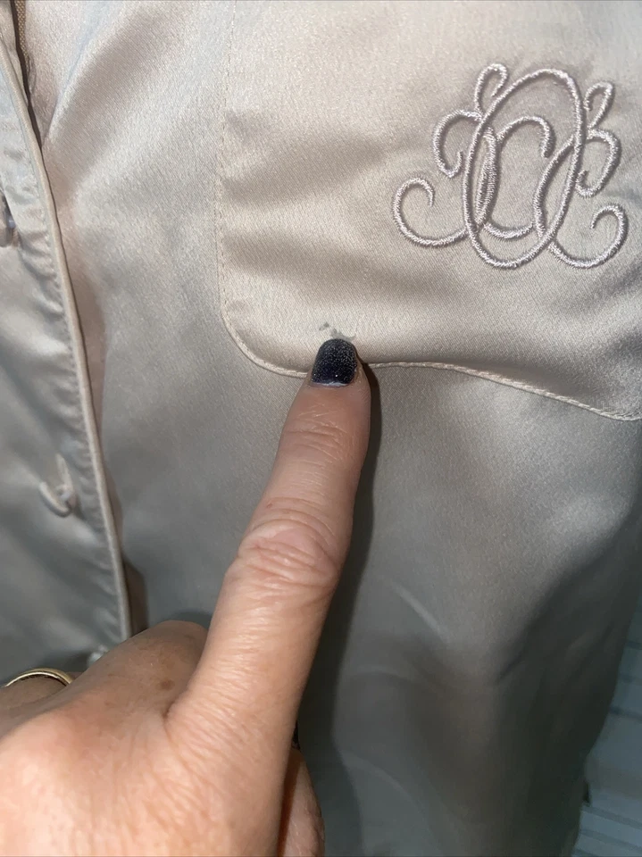 Juego de 3 piezas CABERNET crema satinado: camisa y pantalones cortos pijama / bata larga talla pequeña Foto 4 de 4