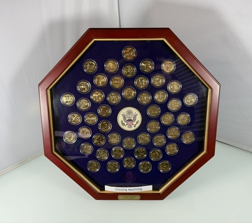 Franklin Mint The Complete State Quarter Collection 24K Gold Plated Framed 49pc